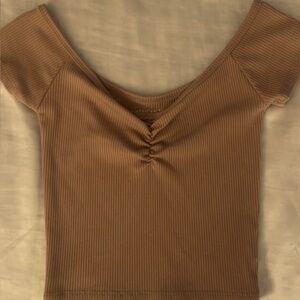 American Eagle Outfitters Tan Ribbed Crop Top